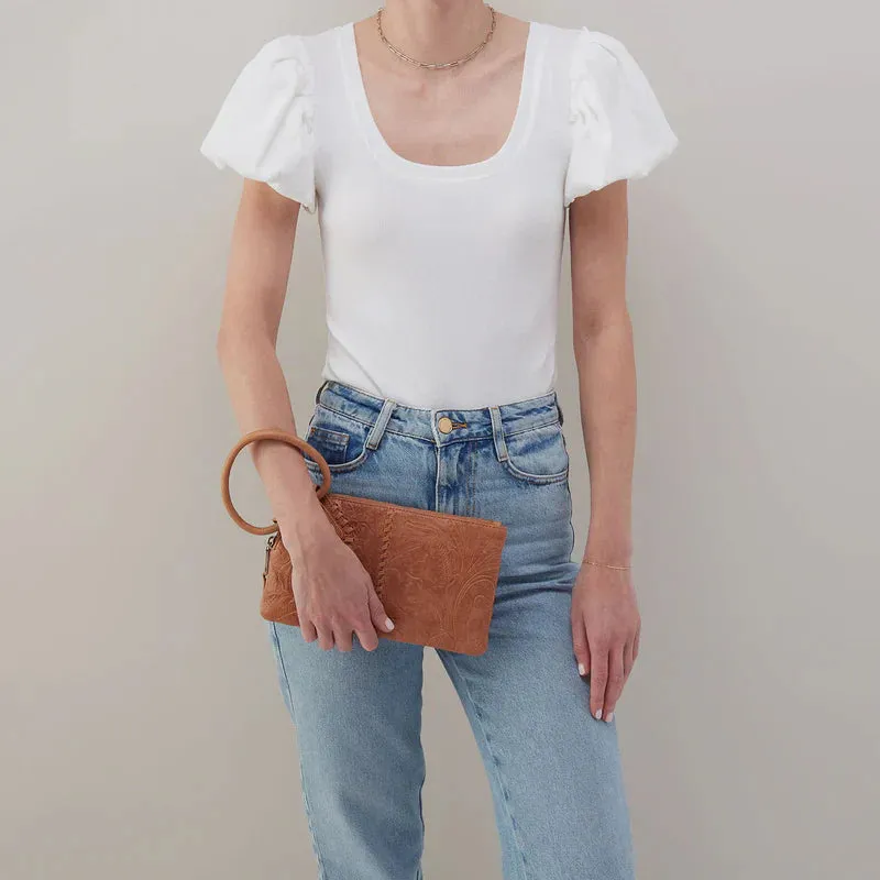 WOMEN'S HOBO SABLE WRISTLET | SADDLE TOOLED EMBOSSED LEATHER