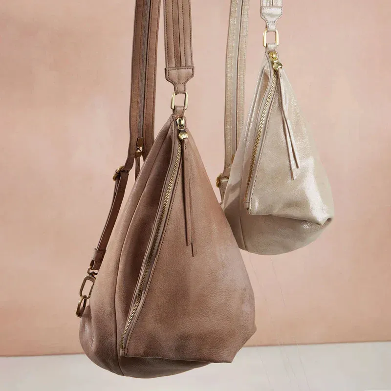 WOMEN'S HOBO SWAY SMALL SLING | SAND SHIMMER METALLIC LEATHER