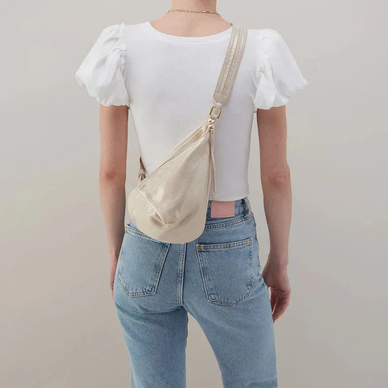 WOMEN'S HOBO SWAY SMALL SLING | SAND SHIMMER METALLIC LEATHER