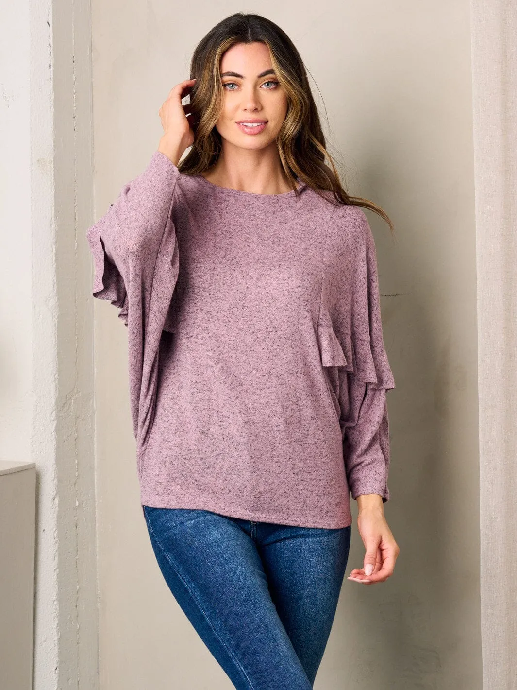 WOMEN'S LONG RUFFLE TIERED SLEEVES TUNIC BLOUSE