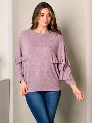 WOMEN'S LONG RUFFLE TIERED SLEEVES TUNIC BLOUSE