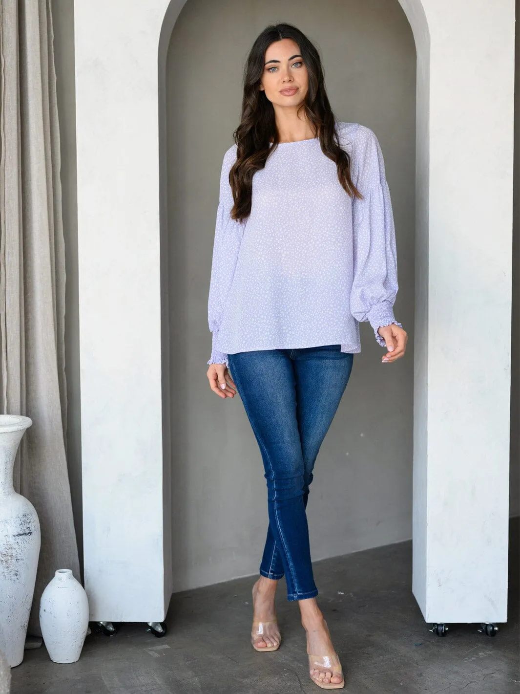 WOMEN'S LONG SLEEVE ANIMAL PRINT TUNIC TOP