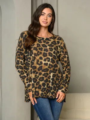 WOMEN'S LONG SLEEVE ANIMAL PRINT TUNIC TOP
