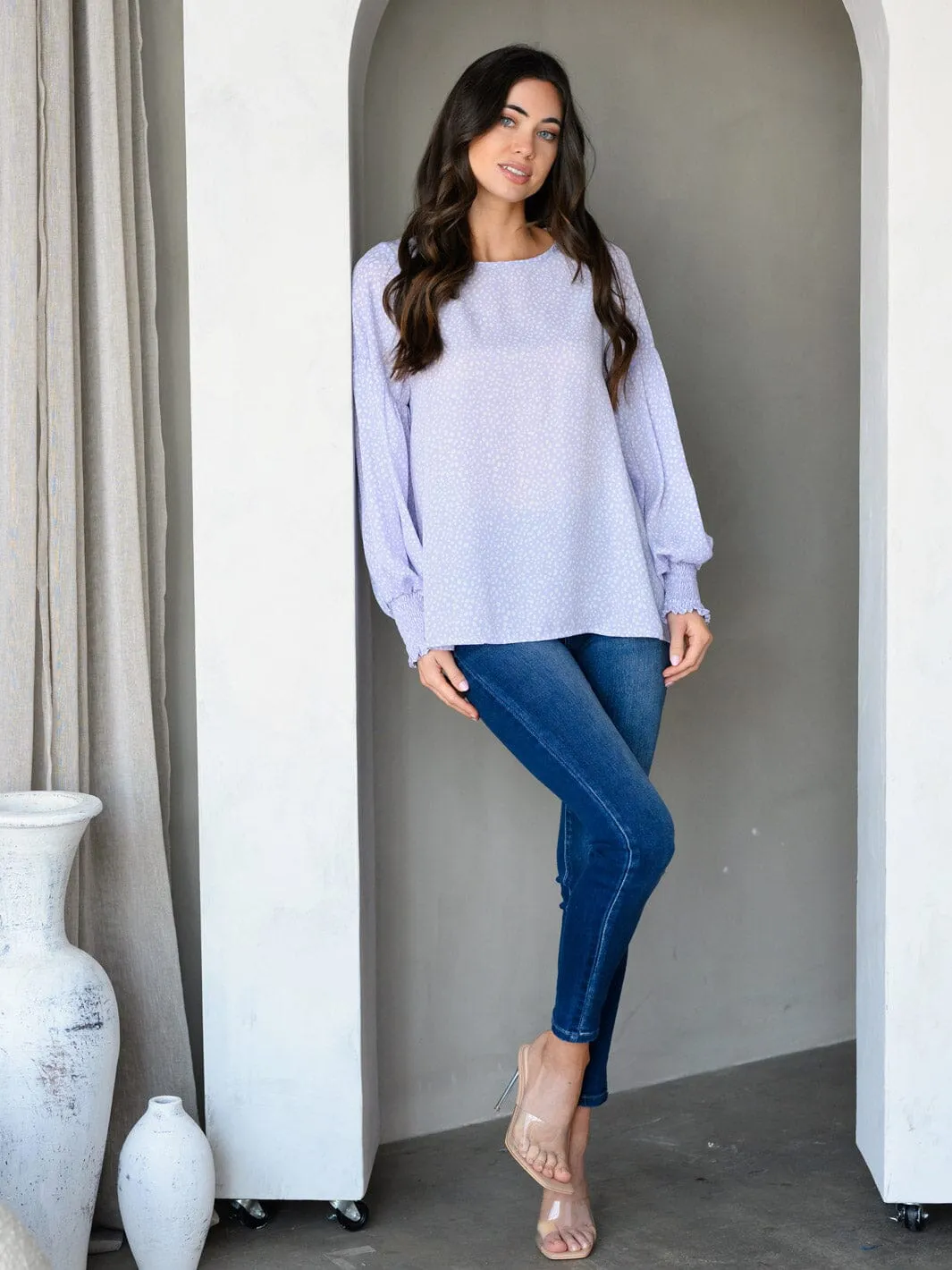 WOMEN'S LONG SLEEVE ANIMAL PRINT TUNIC TOP