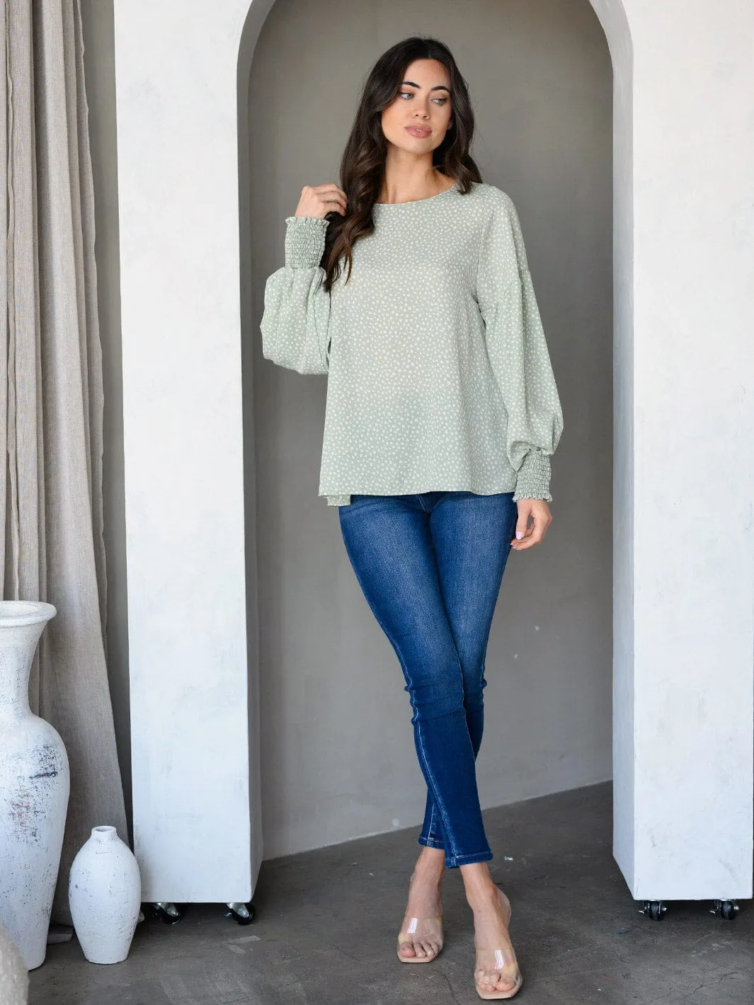 WOMEN'S LONG SLEEVE ANIMAL PRINT TUNIC TOP