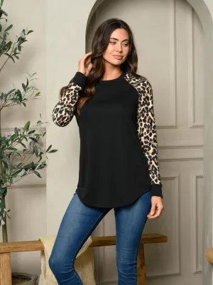 WOMEN'S LONG SLEEVE ANIMAL PRINT TUNIC TOP