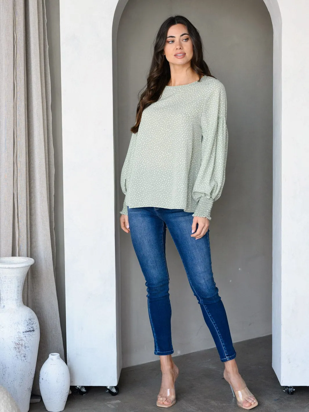 WOMEN'S LONG SLEEVE ANIMAL PRINT TUNIC TOP