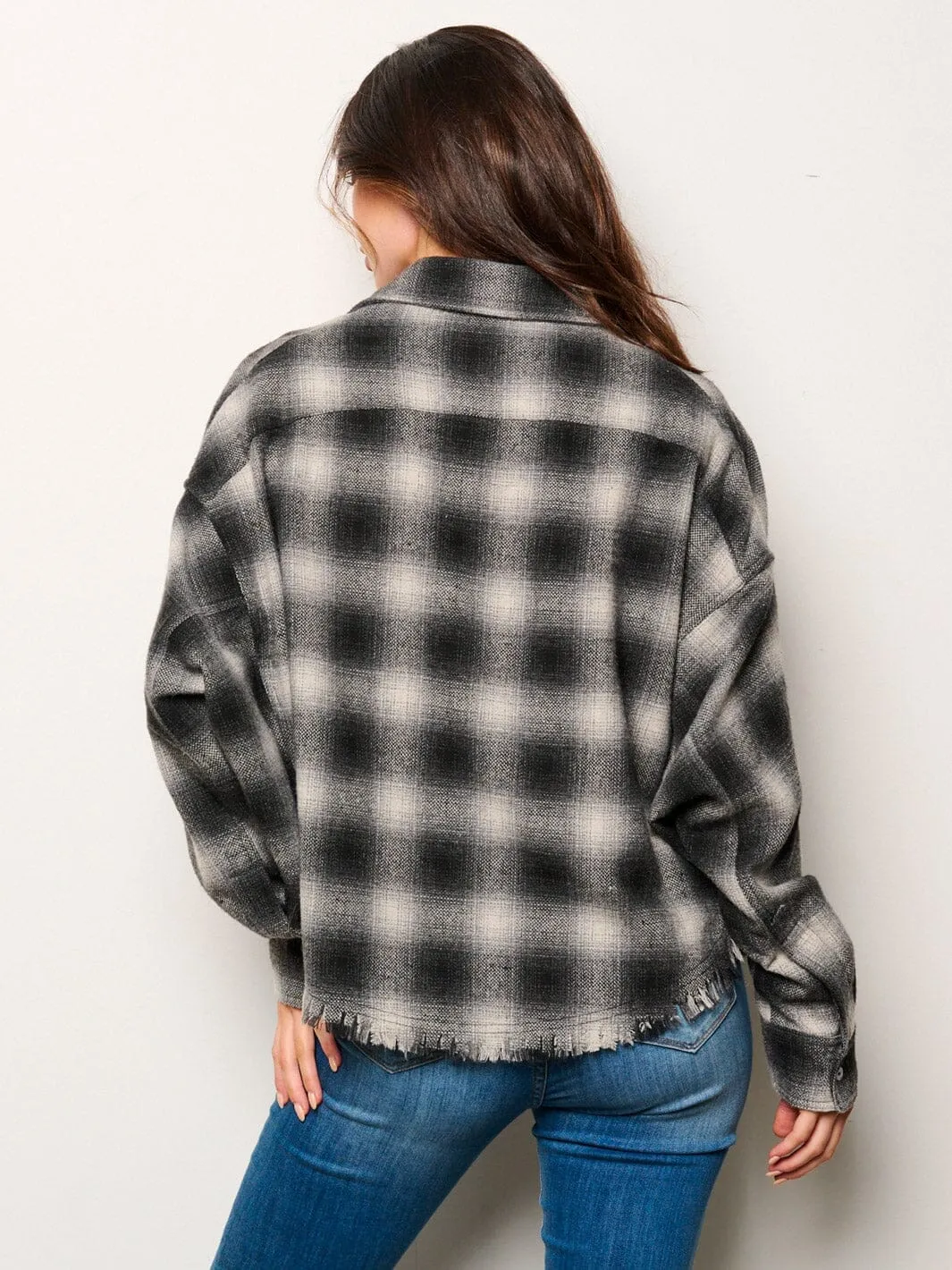 WOMEN'S LONG SLEEVE BUTTON UP PLAID TOP