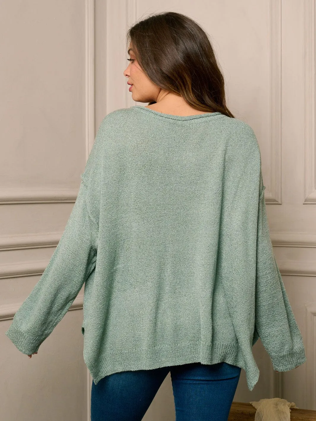 WOMEN'S LONG SLEEVE FRINT POCKET BLOUSE TOP