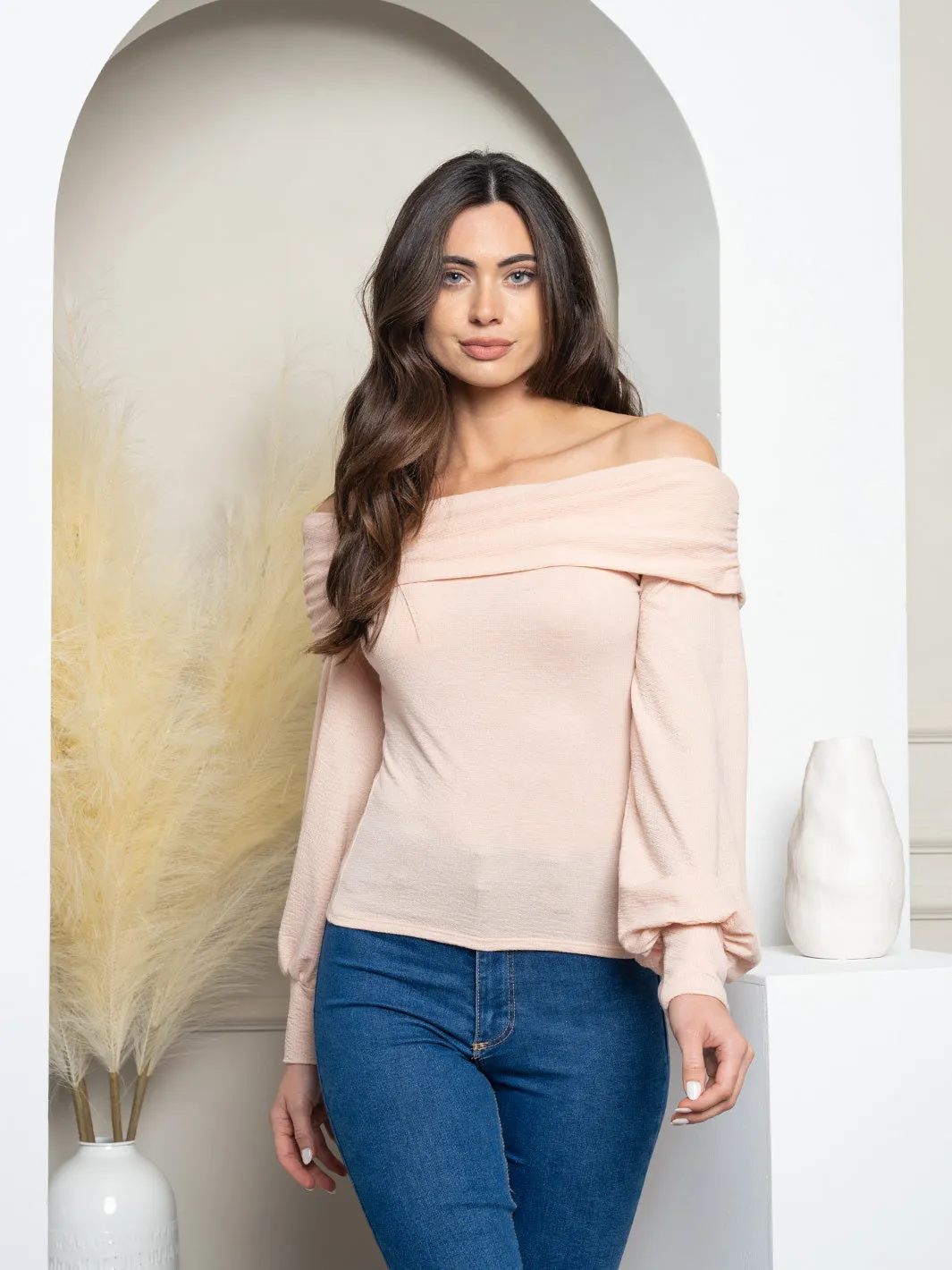 WOMEN'S LONG SLEEVE OFF SHOULDER TOP