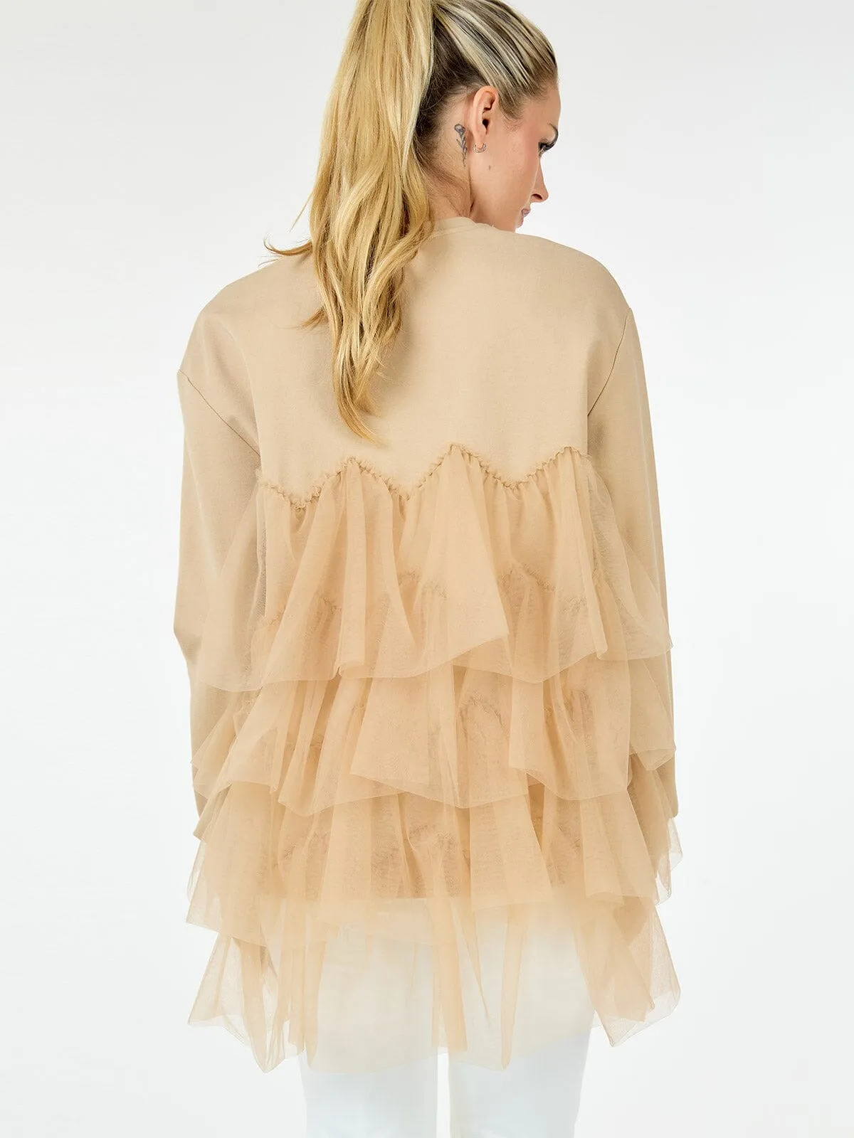 WOMEN'S LONG SLEEVE RUFFLE TIERED  DETAILED BLOUSE