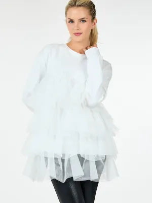 WOMEN'S LONG SLEEVE RUFFLE TIERED  DETAILED BLOUSE