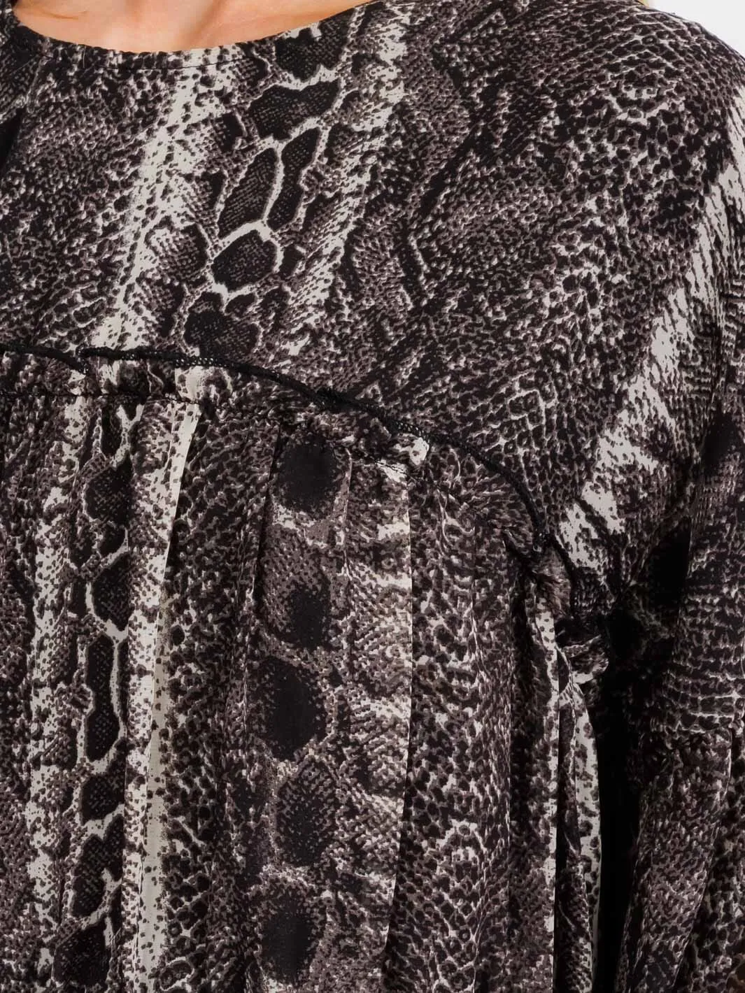 WOMEN'S LONG SLEEVE TIERED TUNIC ANIMAL PRINT BLOUSE TOP