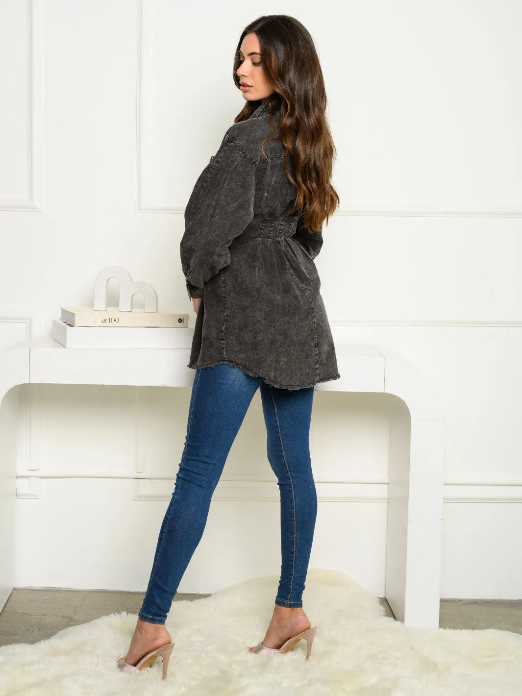 WOMEN'S LONG SLEEVE TUNIC BUTTON UP TOP