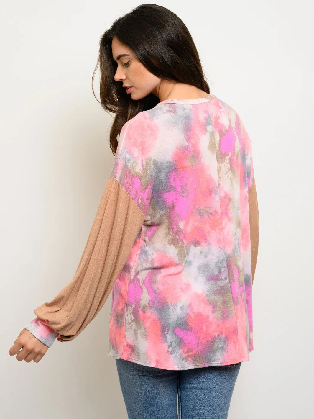 WOMEN'S LONG SLEEVE TUNIC TIE DYE TOP