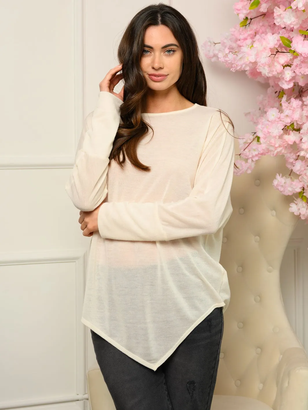 WOMEN'S LONG SLEEVE V CUT TOP
