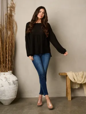 WOMEN'S LONG SLEEVE WAFFLE TUNIC TOP