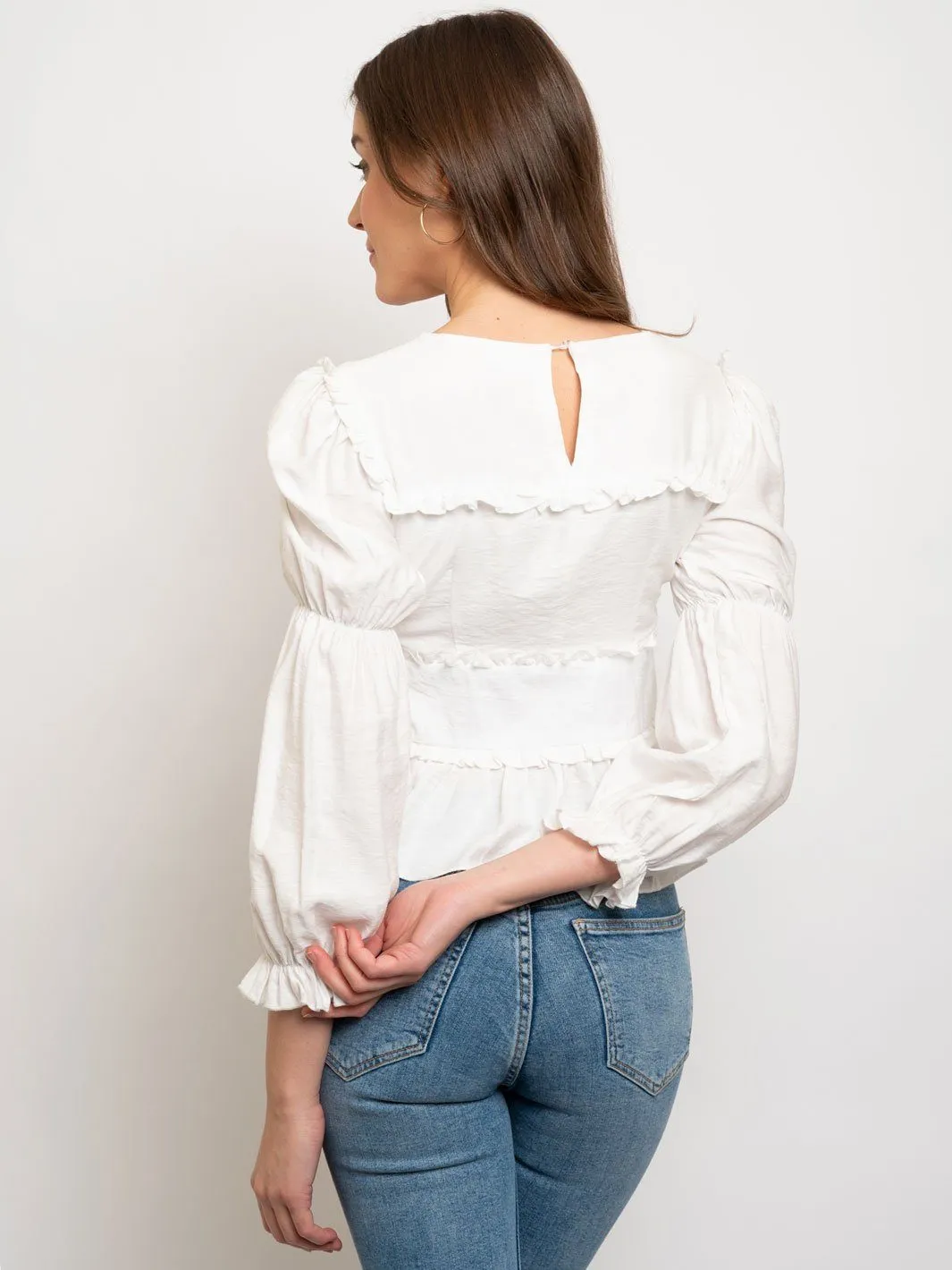 WOMEN'S LONG SLEEVE WHITE TOP