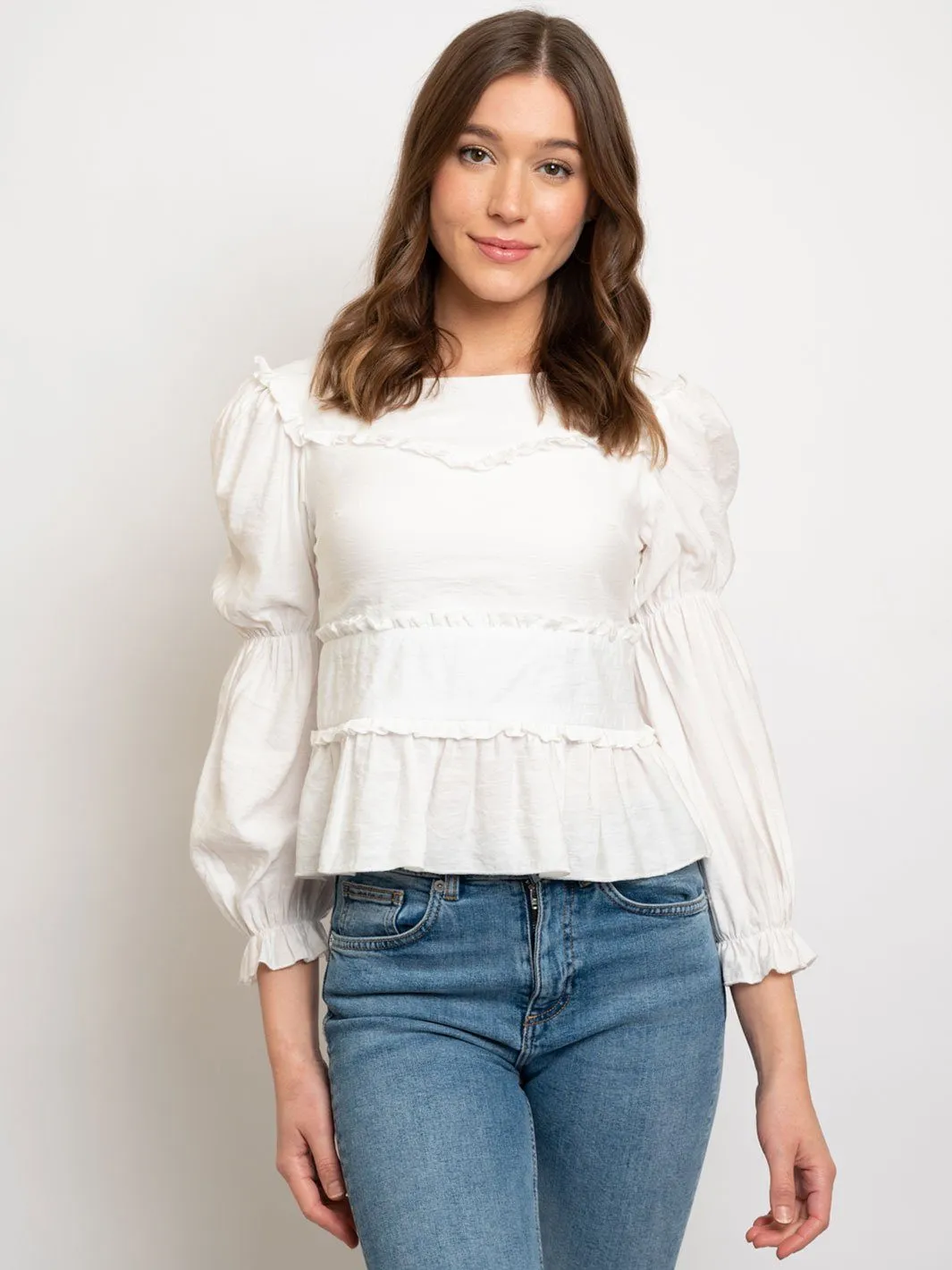 WOMEN'S LONG SLEEVE WHITE TOP