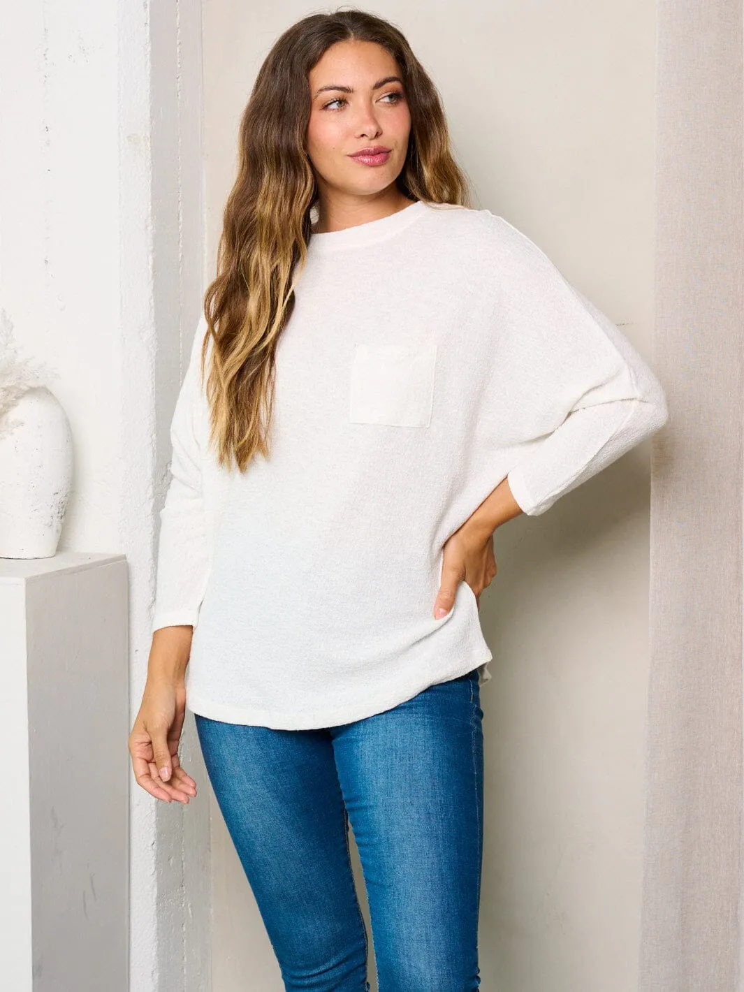 WOMEN'S LONG SLEEVES FRONT POCKET TUNIC TOP