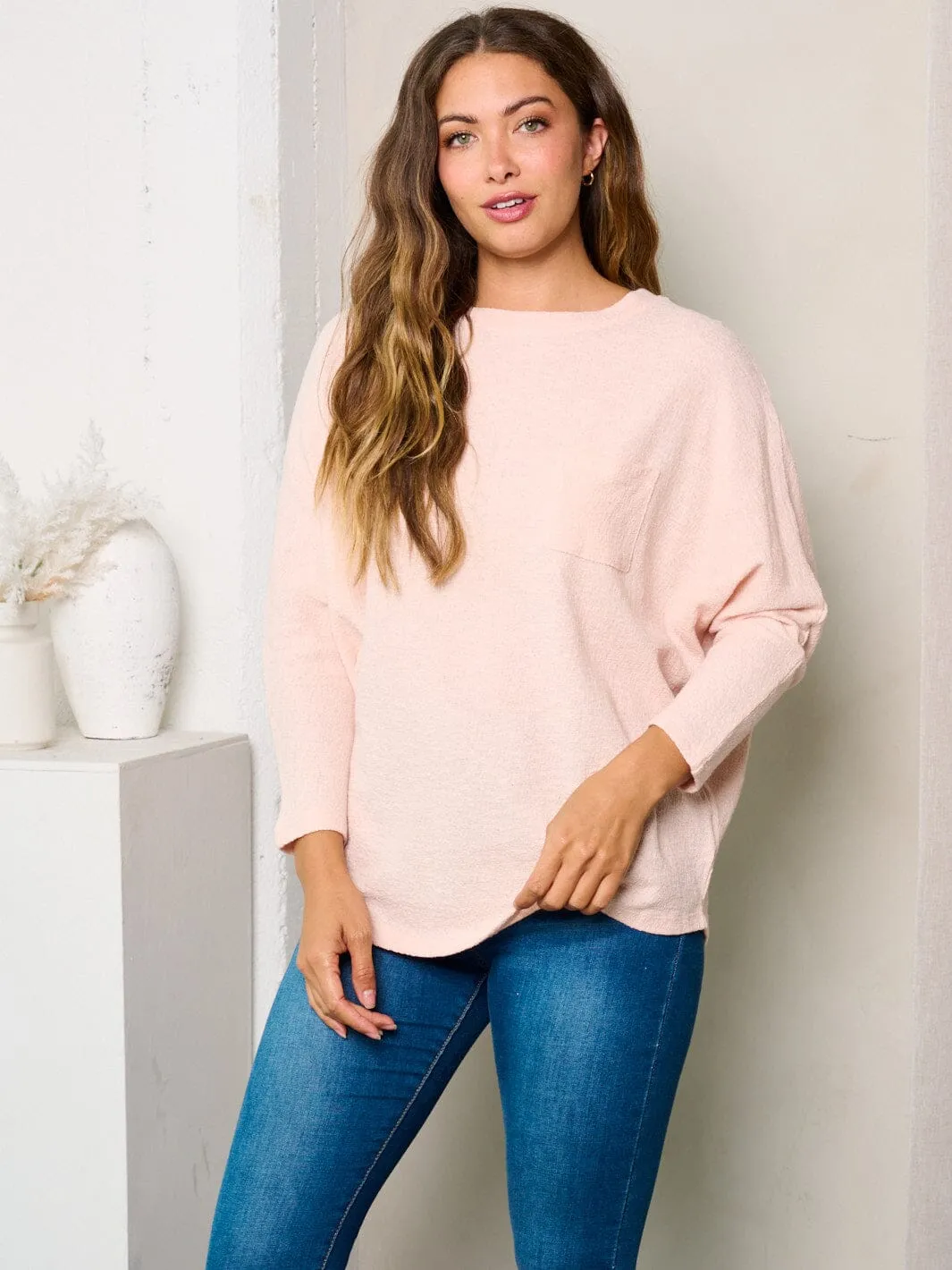 WOMEN'S LONG SLEEVES FRONT POCKET TUNIC TOP