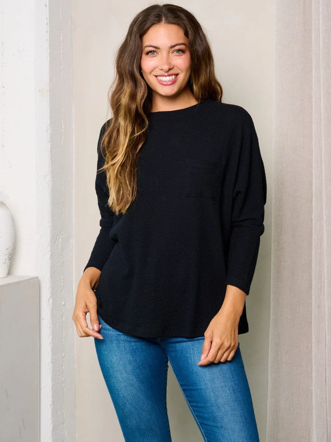 WOMEN'S LONG SLEEVES FRONT POCKET TUNIC TOP