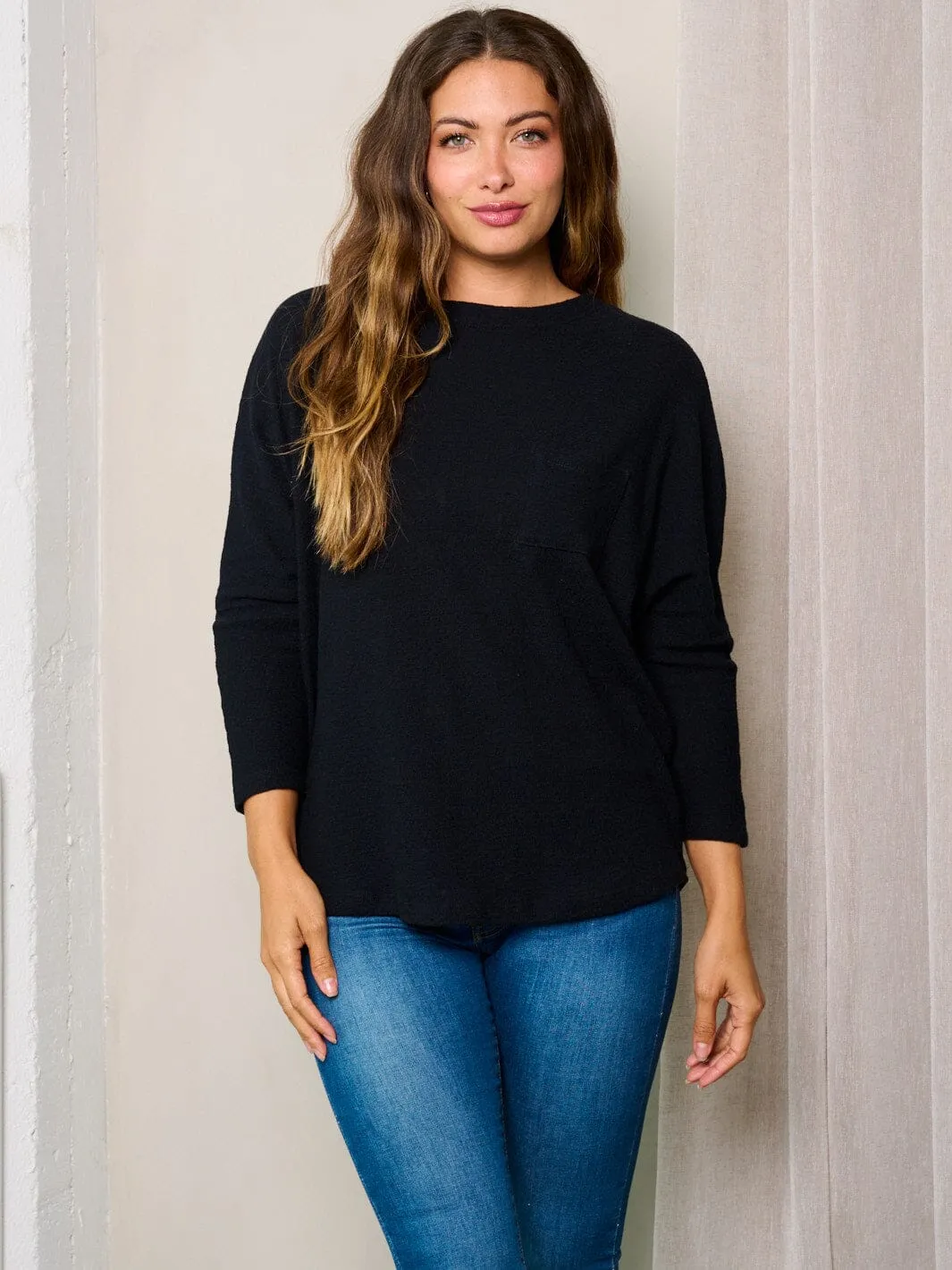 WOMEN'S LONG SLEEVES FRONT POCKET TUNIC TOP