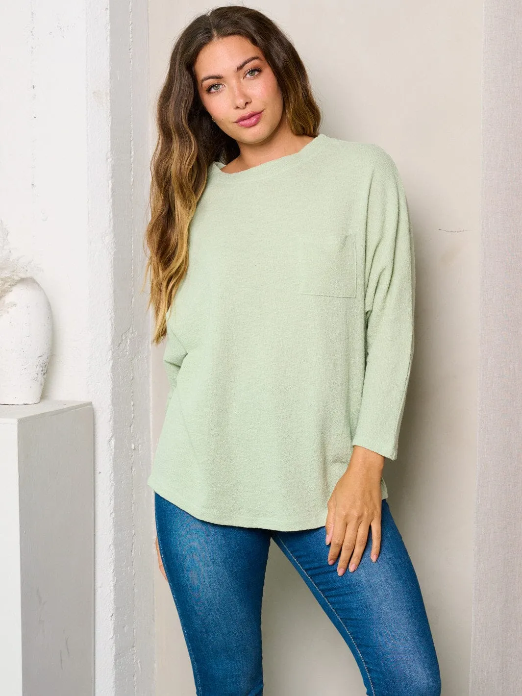 WOMEN'S LONG SLEEVES FRONT POCKET TUNIC TOP