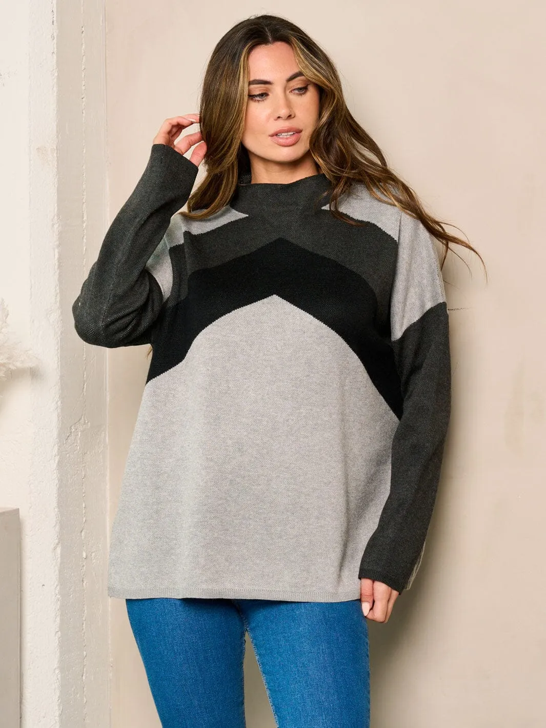 WOMEN'S LONG SLEEVES MOCK NECK TUNIC TOP