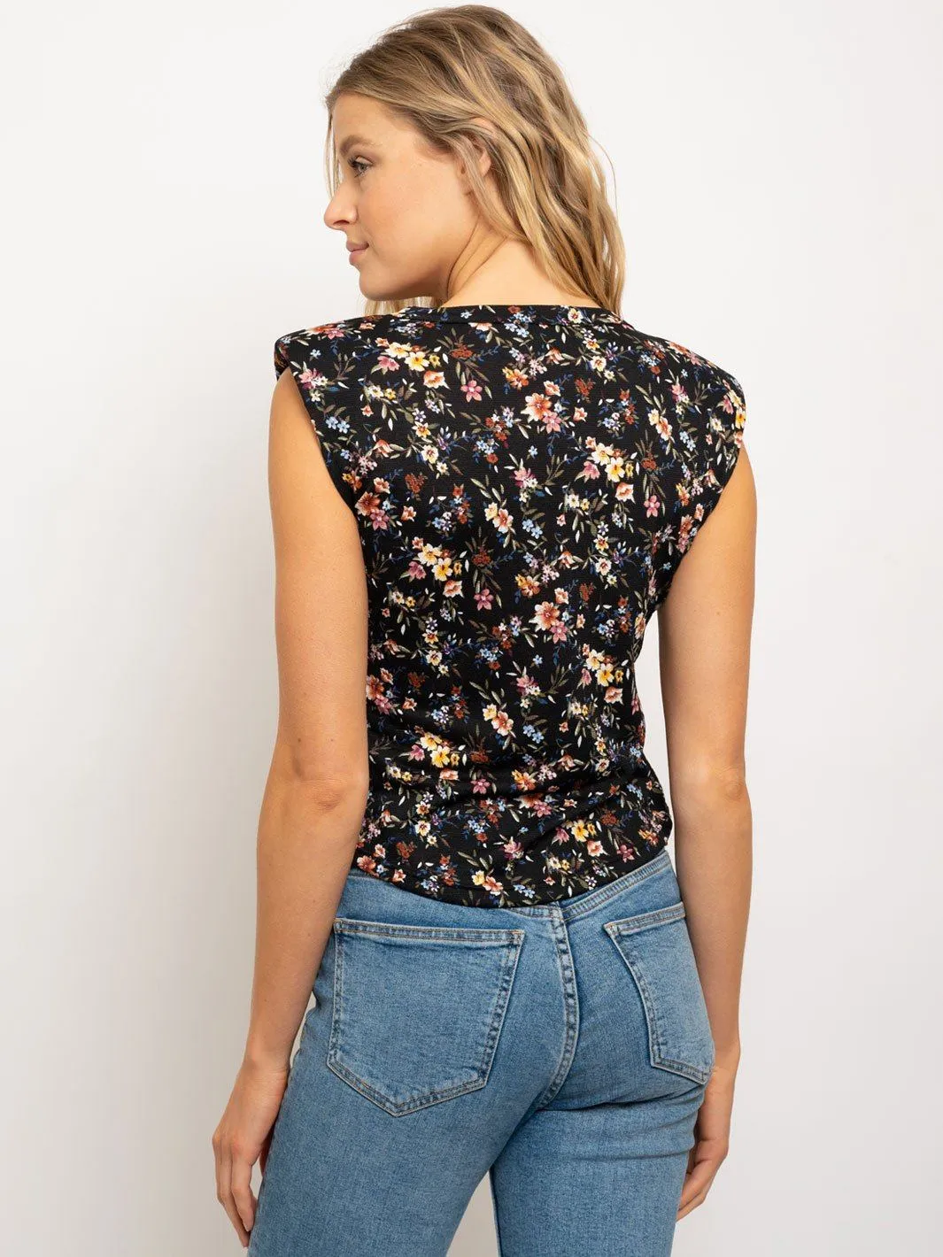 WOMEN'S MUSCLE FLORAL W/SHOULDER PADS TOP