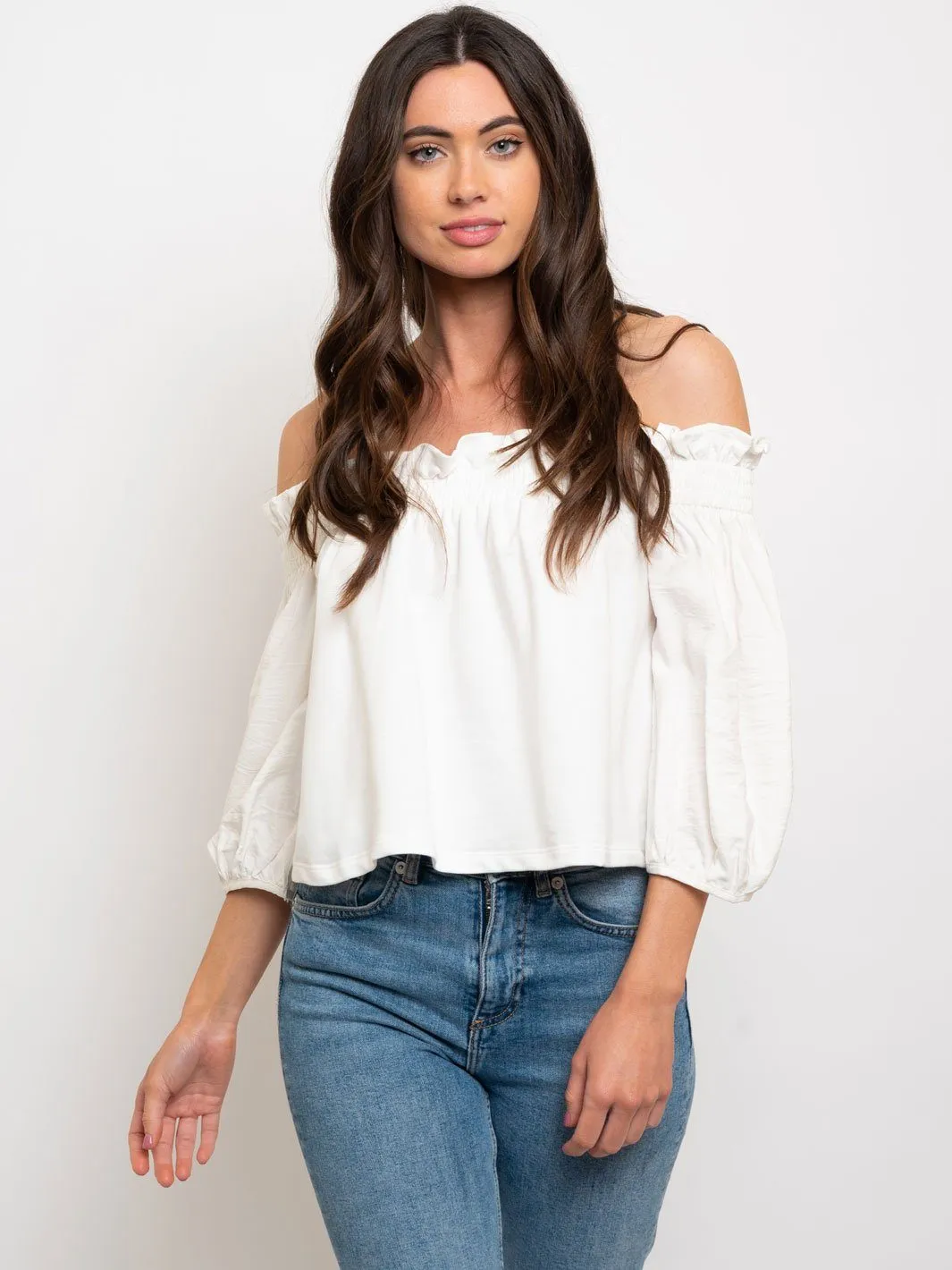 WOMEN'S OFF SHOULDER 3/4 SLEEVES TOP
