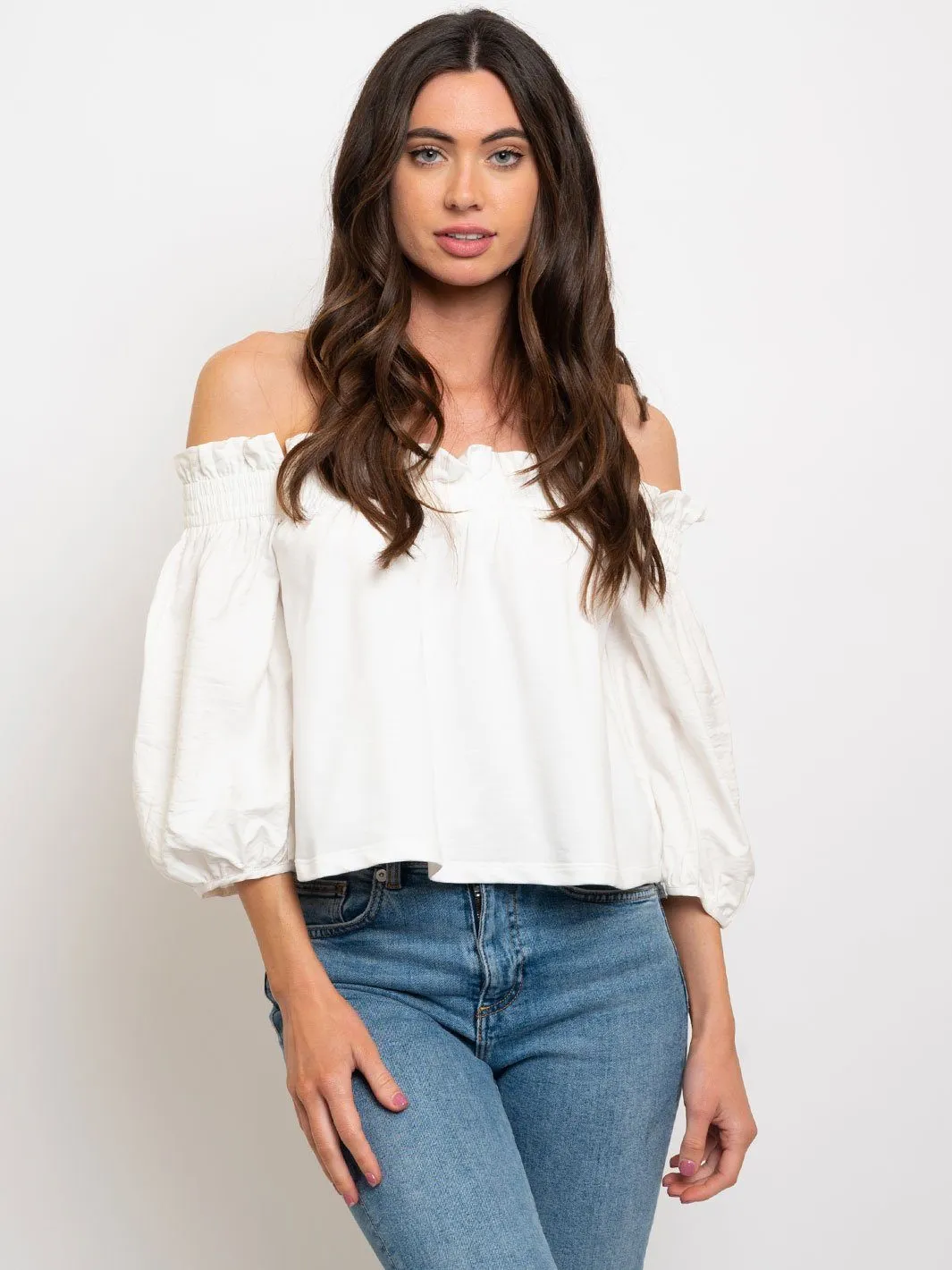 WOMEN'S OFF SHOULDER 3/4 SLEEVES TOP