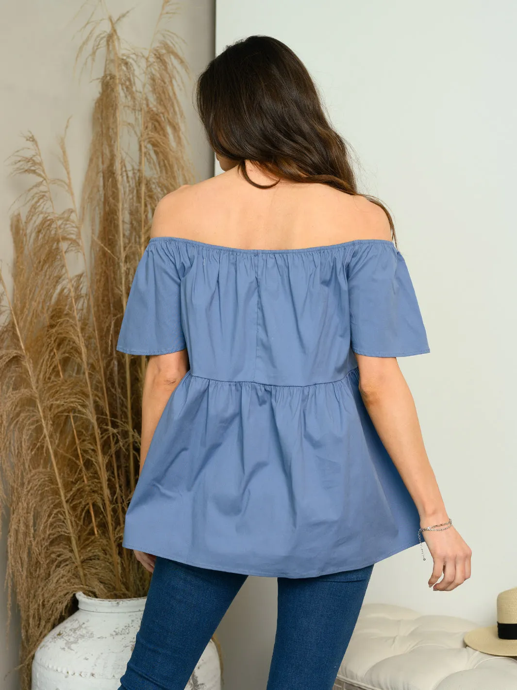 WOMEN'S OFF SHOULDER BABYDOLL TOP