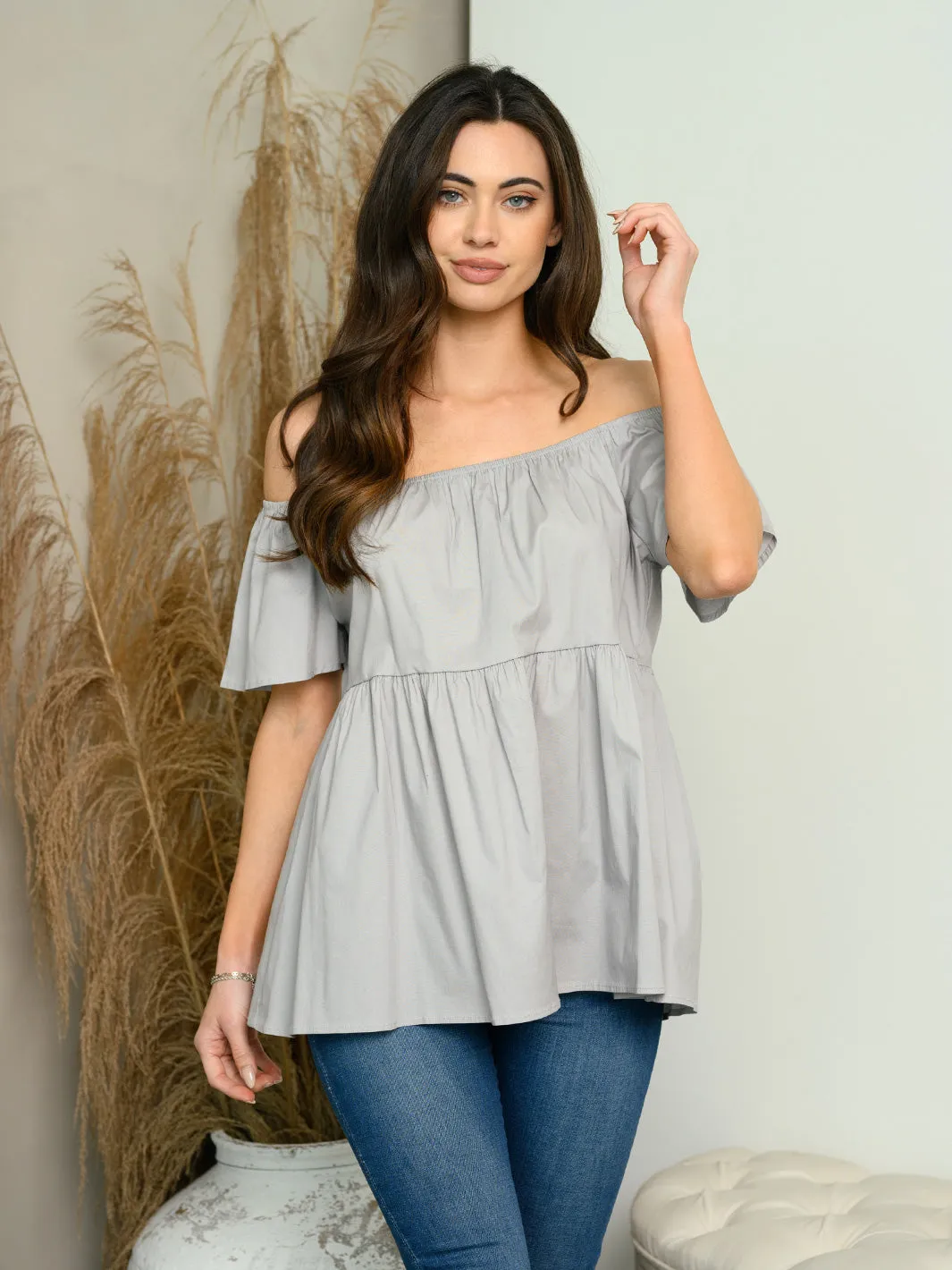 WOMEN'S OFF SHOULDER BABYDOLL TOP