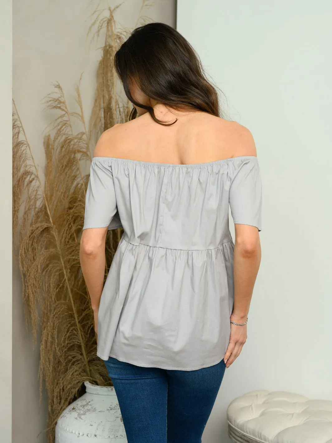 WOMEN'S OFF SHOULDER BABYDOLL TOP