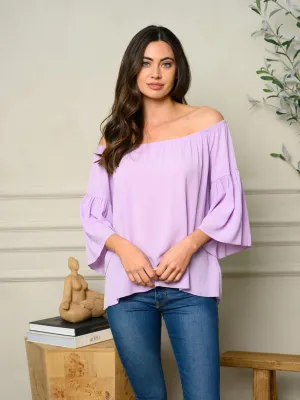 WOMEN'S OFF SHOULDER BELL SLEEVE TOP