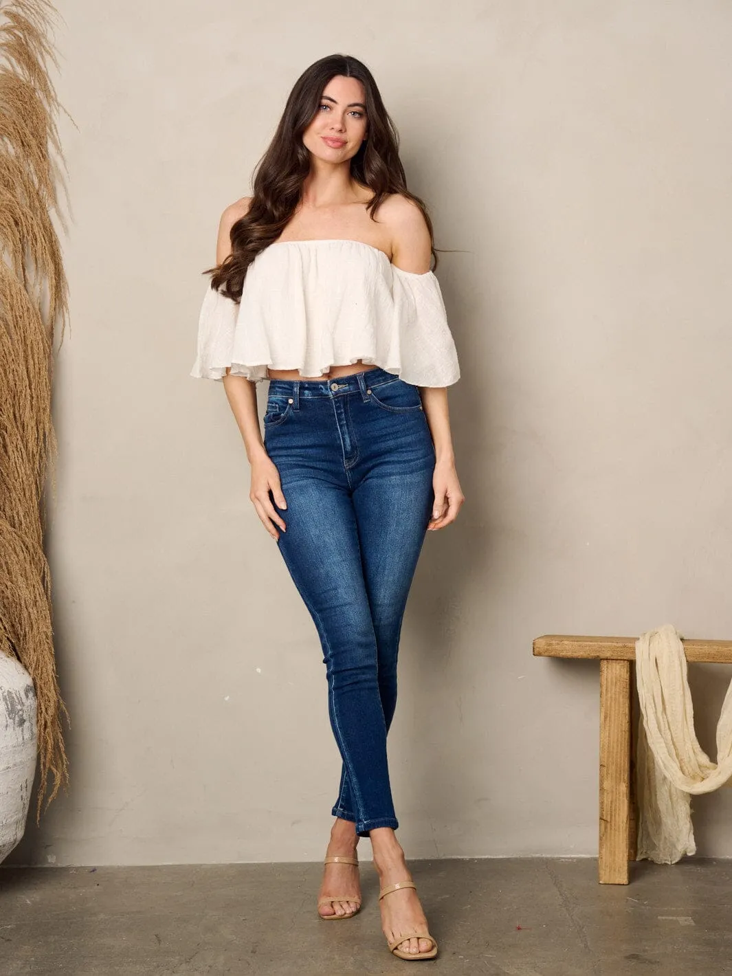 WOMEN'S OFF SHOULDER CROP TOP