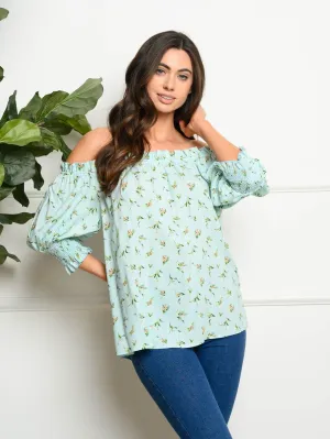 WOMEN'S OFF SHOULDER FLORAL TUNIC TOP