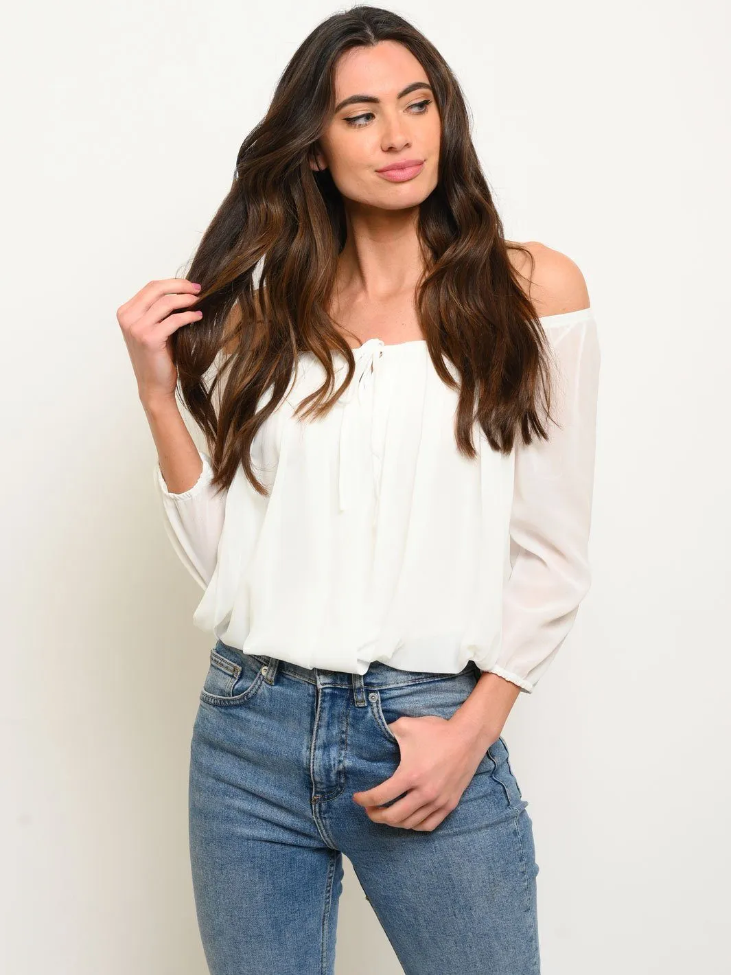 WOMEN'S OFF SHOULDER LONG SLEEVE TOP