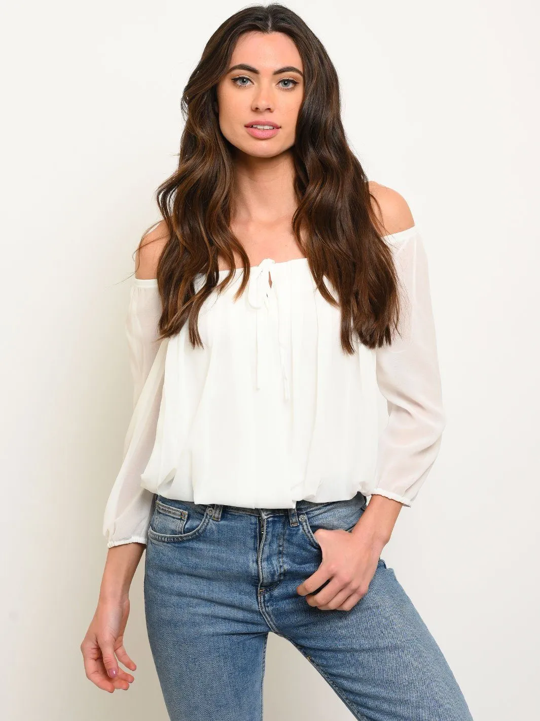 WOMEN'S OFF SHOULDER LONG SLEEVE TOP