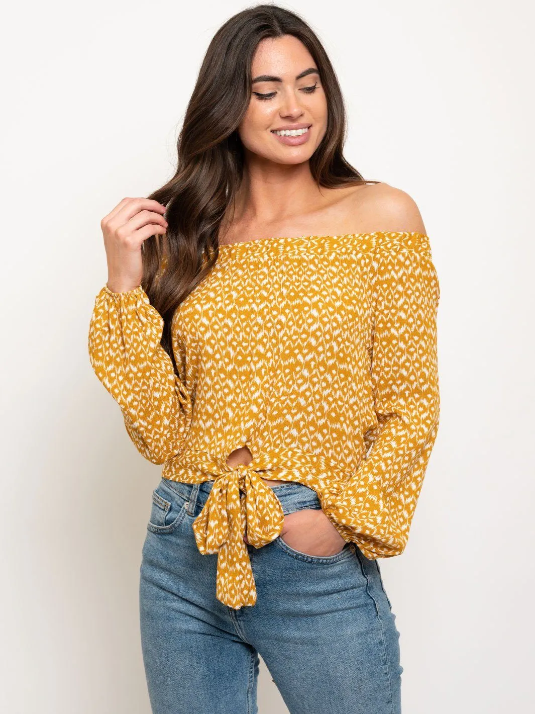 WOMEN'S OFF SHOULDER LONG SLEEVE TOP
