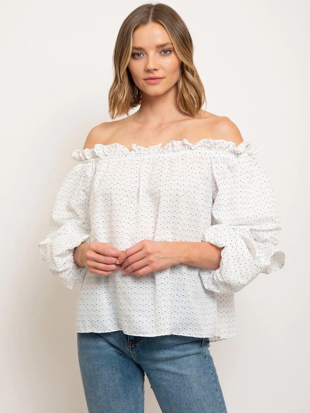 WOMEN'S OFF SHOULDER PUFF SLEEVES TOP