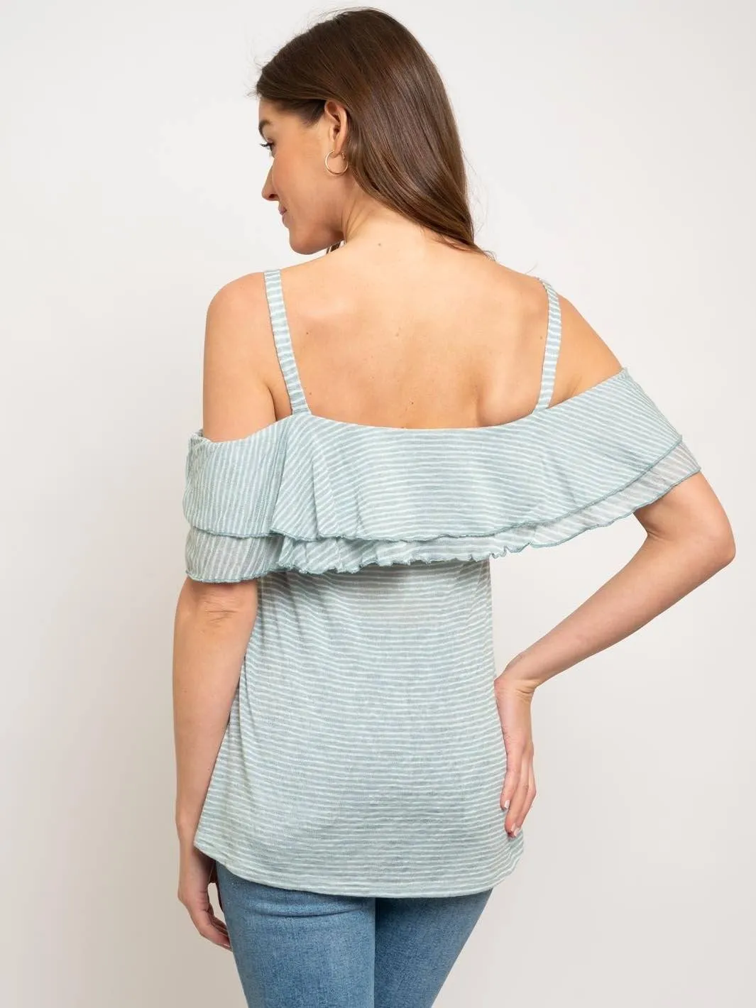 WOMEN'S OFF SHOULDER RUFFLE TOP