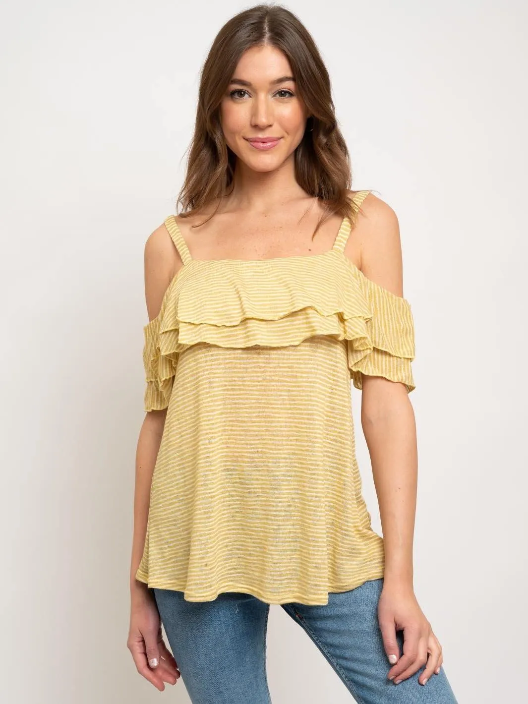 WOMEN'S OFF SHOULDER RUFFLE TOP