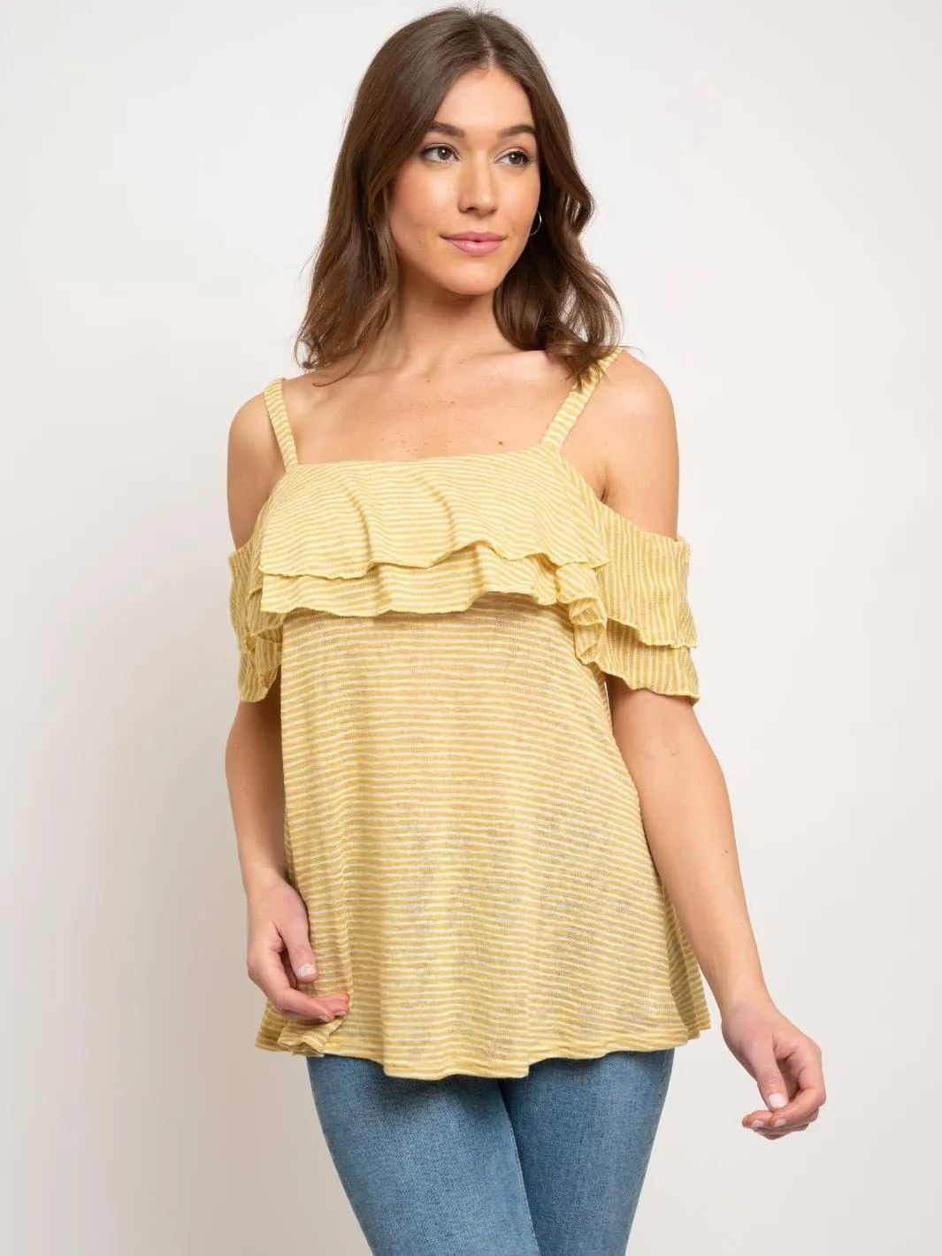 WOMEN'S OFF SHOULDER RUFFLE TOP