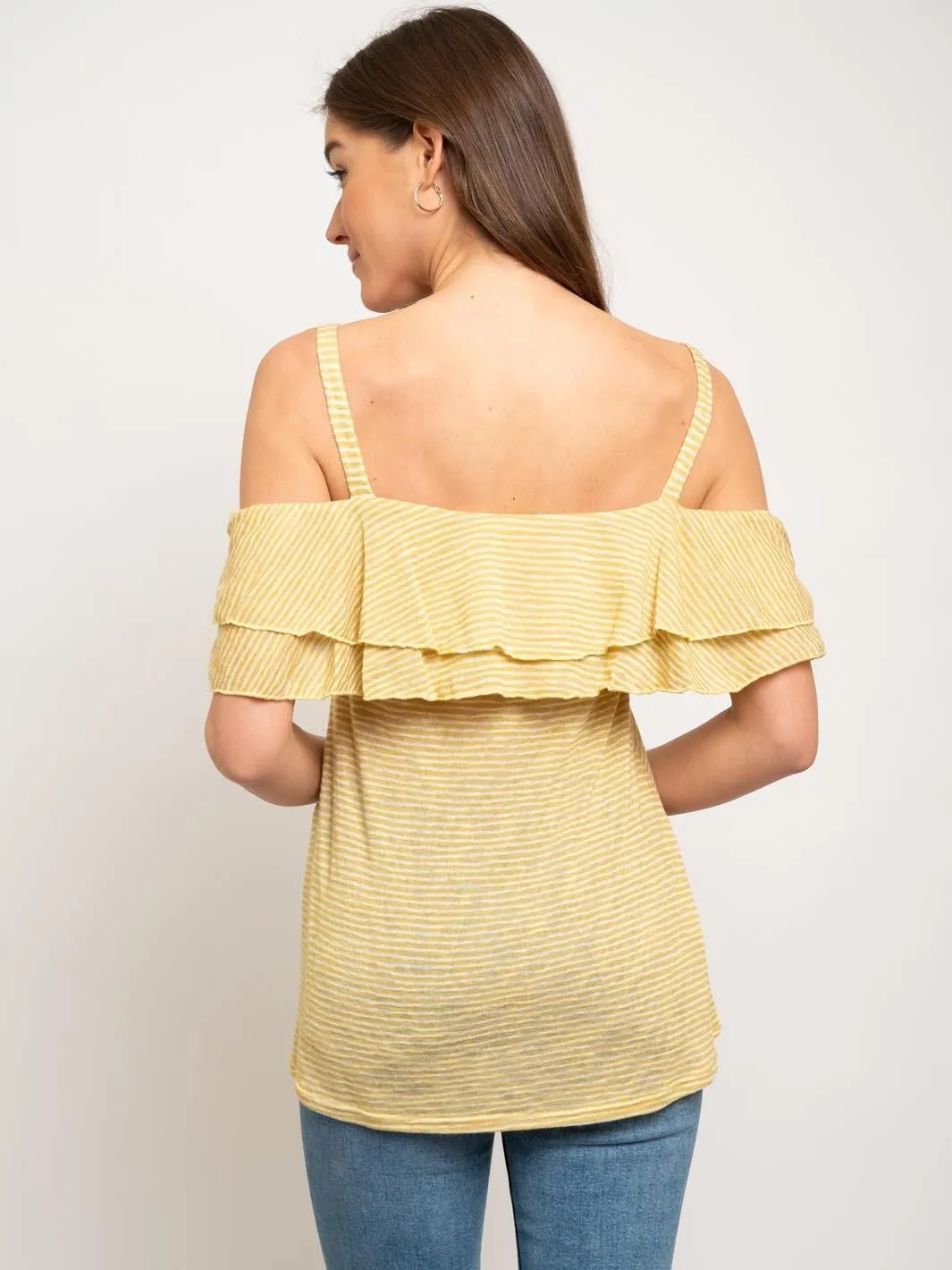 WOMEN'S OFF SHOULDER RUFFLE TOP