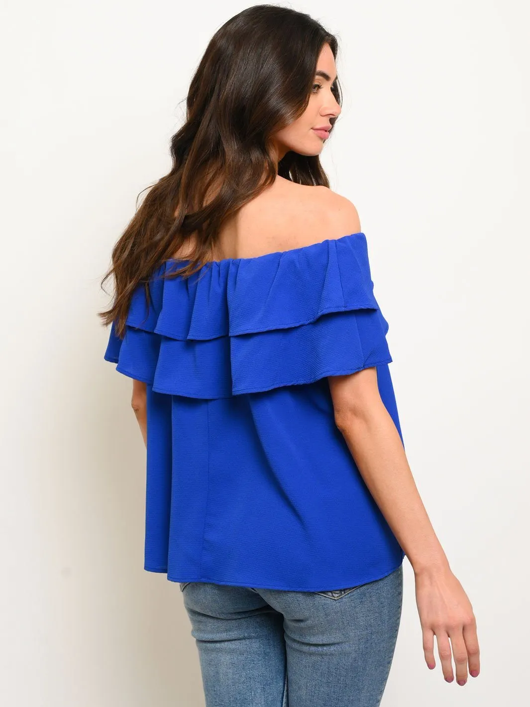 WOMEN'S OFF SHOULDER RUFFLE TOP