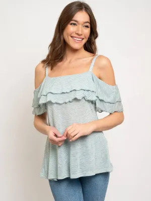 WOMEN'S OFF SHOULDER RUFFLE TOP