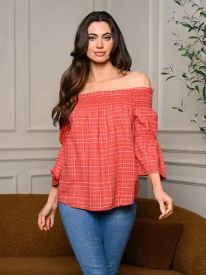 WOMEN'S OFF SHOULDER SMOCK TUNIC TOP