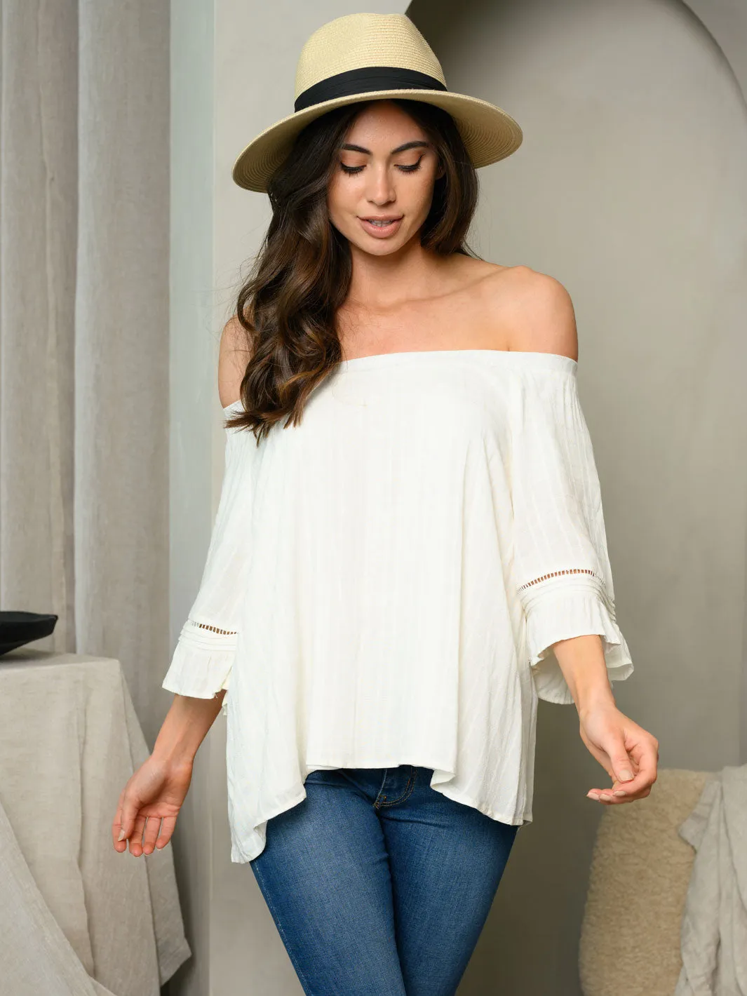 WOMEN'S OFF SHOULDER TUNIC TOP